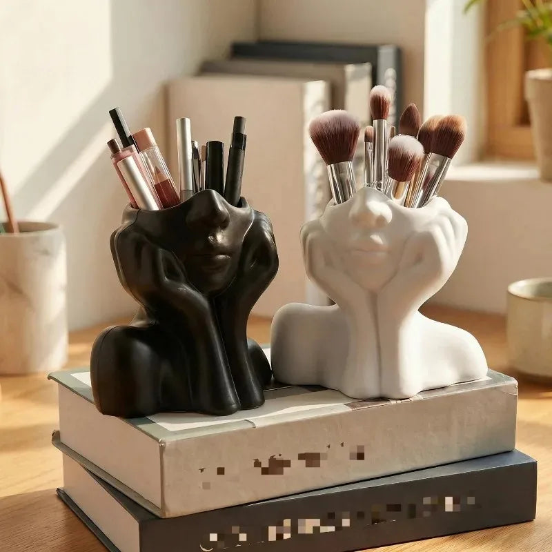 New Face Shape Makeup Brush Holder Human Body Art Styling Office Organizers Multi Makeup Brush Holder Flower Vases Storage Box