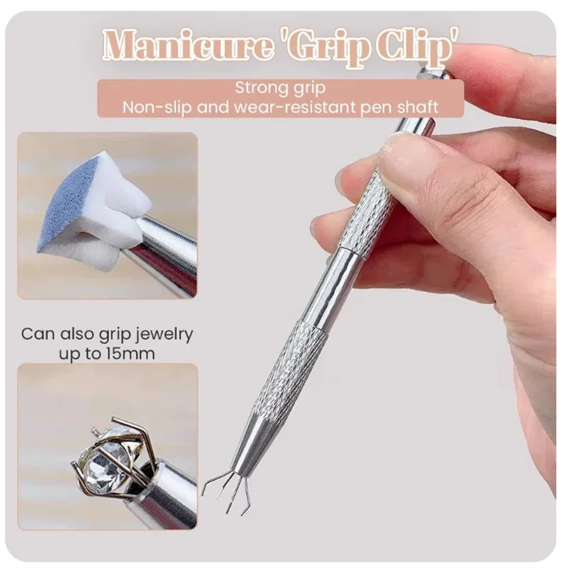 100Pcs Nail Art Sponge with 1 Grab Pen Set Manicure DIY Creative Nail Sponge Gripper Tool Sponge Gradient Nail Art Tools