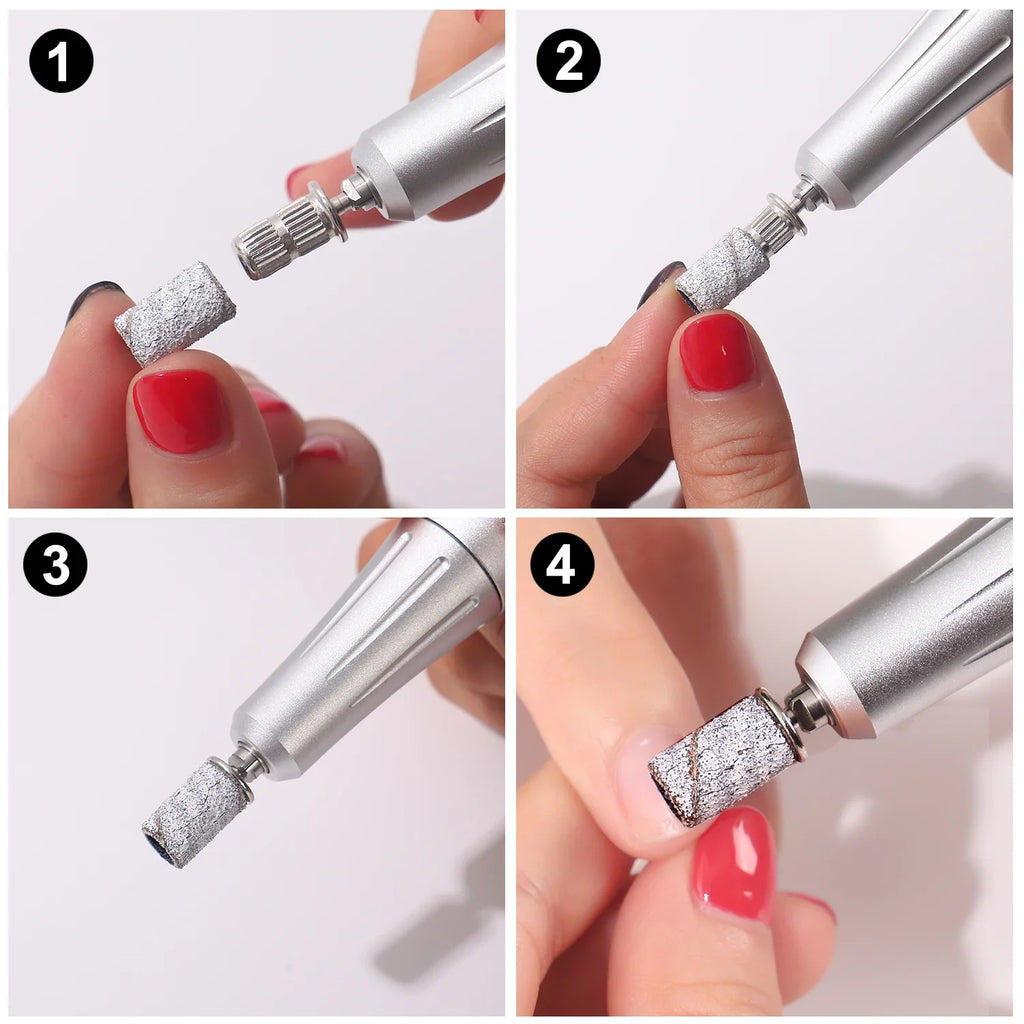 BNG 100pcs Sanding Cap Bands For Electric Manicure Machine 240/180/120/80 Grit Nail Drill Grinding Bit Files Pedicure Tool Set