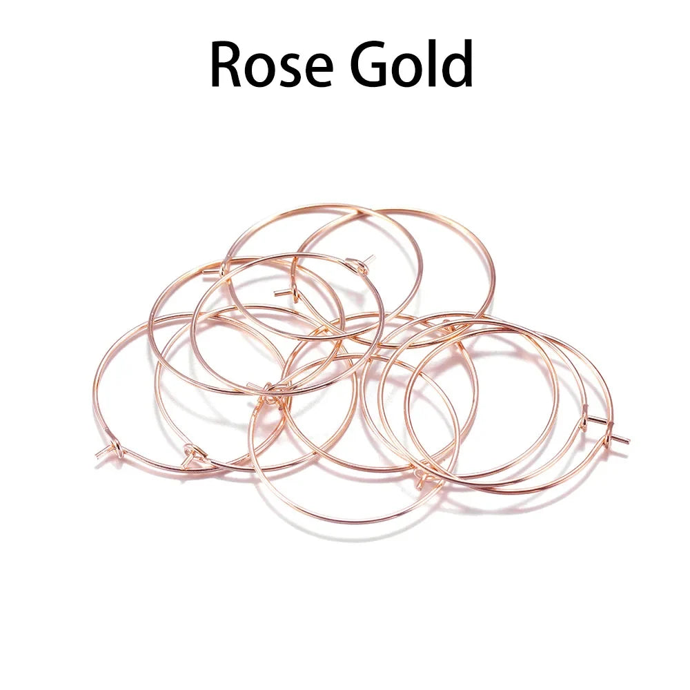 50pcs/lot 20 25 30 35 mm  KC Gold Hoops Earrings Big Circle Ear Wire Hoops Earrings Wires For DIY Jewelry Making Supplies