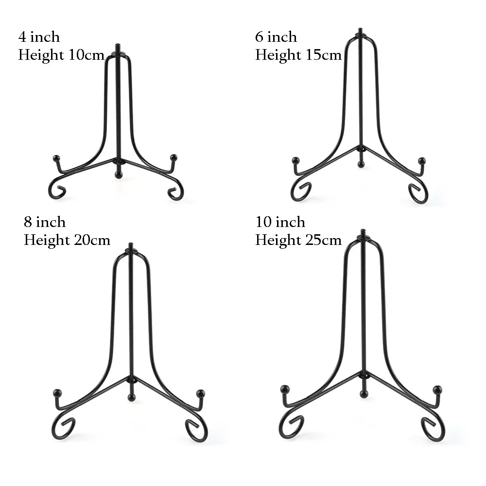 Black Iron Display Stand Craft Bracket Book Holder Photo Pedestal Bowl Dish Frame Picture Plate Rack Easel Storage Decoration