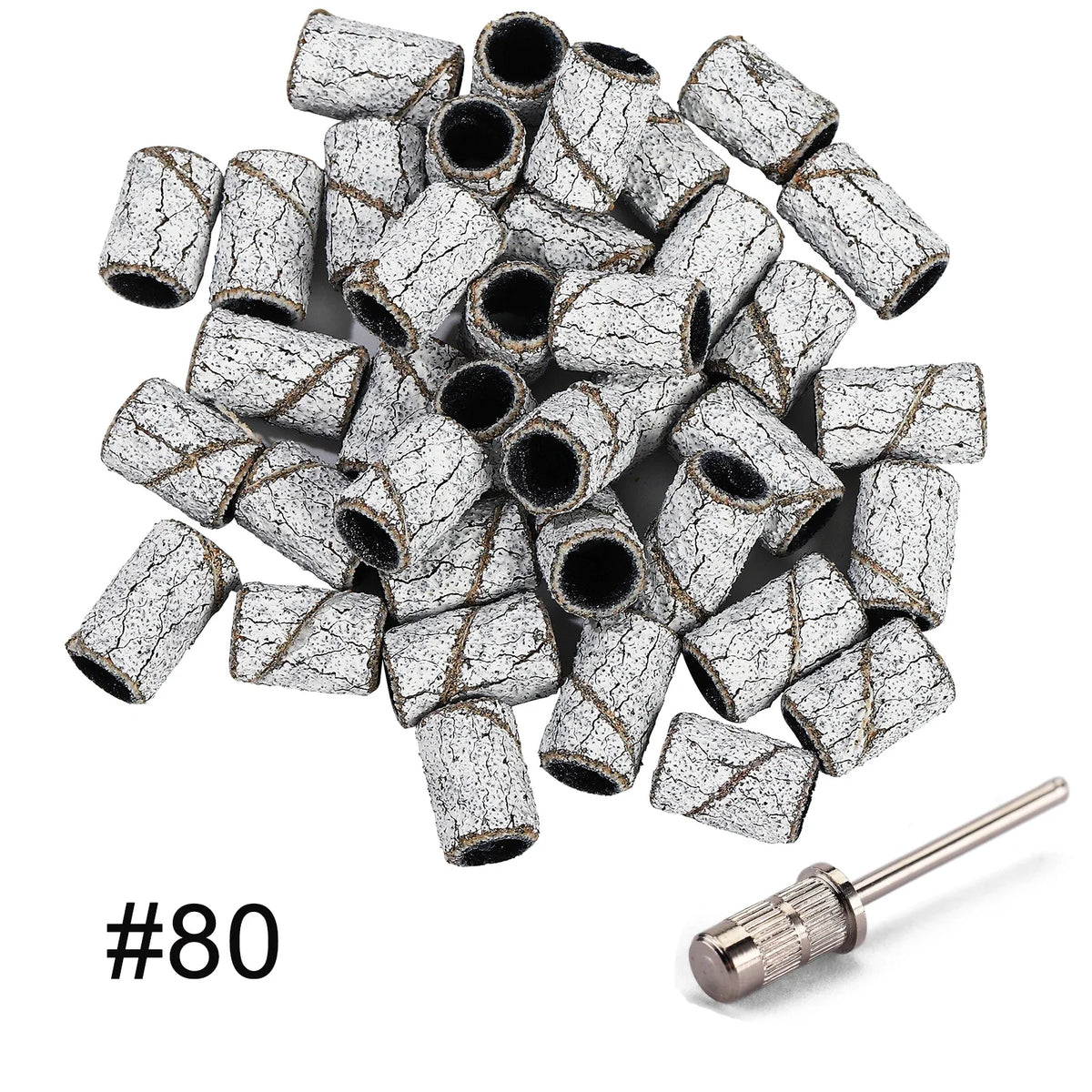 BNG 100pcs Sanding Cap Bands For Electric Manicure Machine 240/180/120/80 Grit Nail Drill Grinding Bit Files Pedicure Tool Set