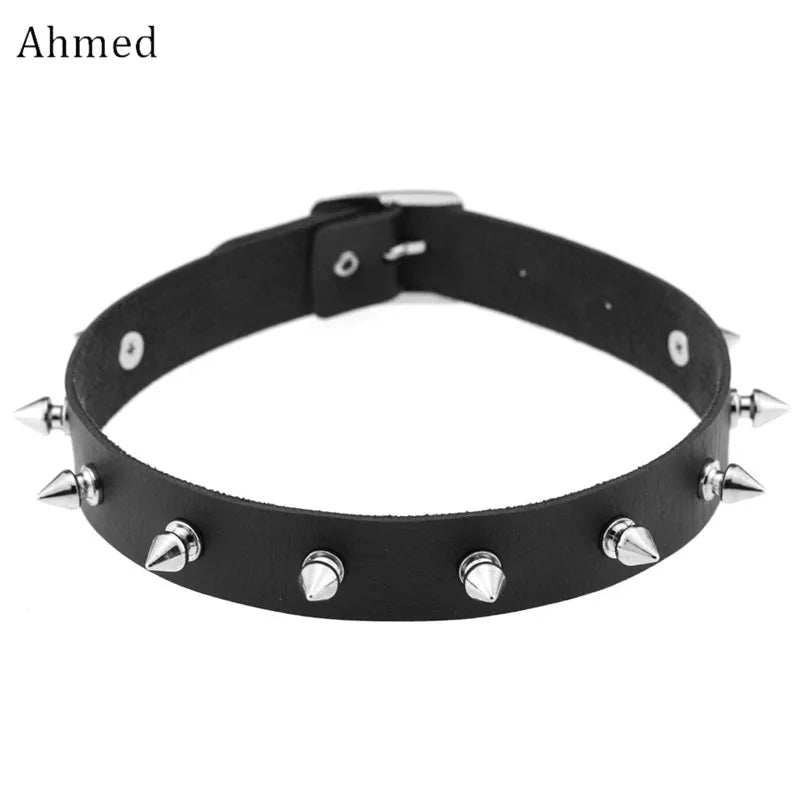 Trendy Harajuku Spike Rivet Choker Belt Collar Women Pu Leather Goth Necklace for Women Party Club Chocker Sexy Gothic Jewelry