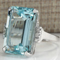HUITAN Hyperbole Women Ring Cocktail Party Ring With Huge Sky Blue Cubic Zircon Prong Setting Valentine's Gift For Wife