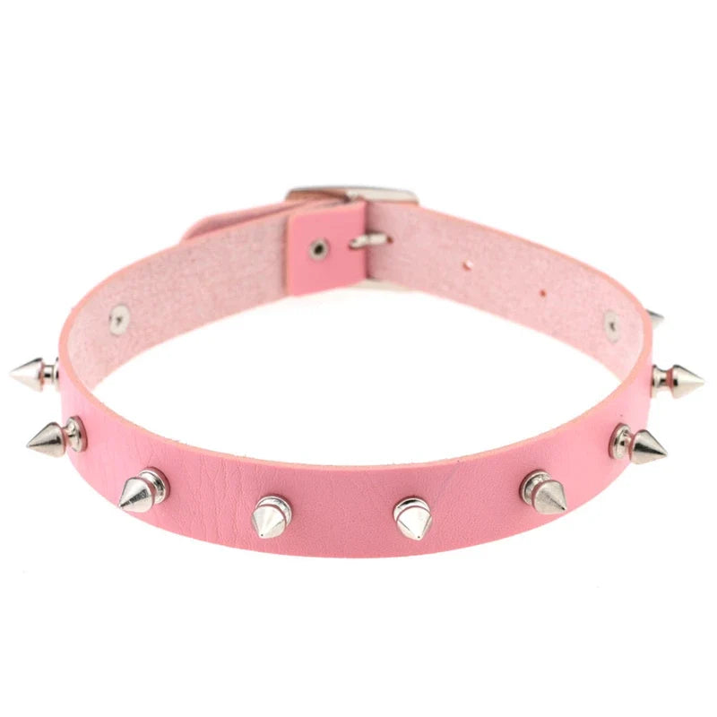 Trendy Harajuku Spike Rivet Choker Belt Collar Women Pu Leather Goth Necklace for Women Party Club Chocker Sexy Gothic Jewelry
