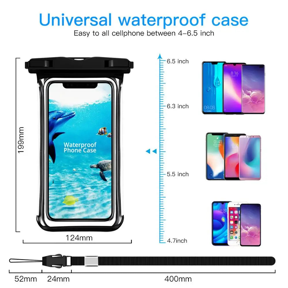  IPX8 Waterproof Phone Pouch Universal Cell Phone Dry Bag For iPhone Samsung Huawei Xiaomi Swimming Underwater Cover