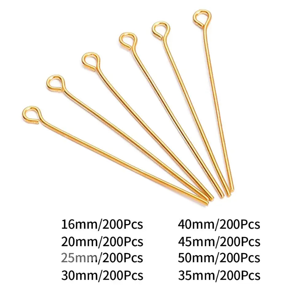 200pcs/lot Eye Head Pins 20 25 30 35 40 45 50mm Eye Pins Findings Diy Jewelry Making Supplies Accessories