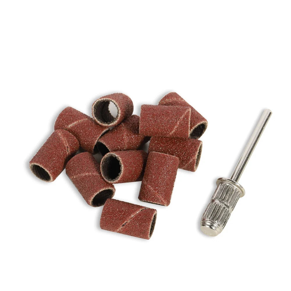 BNG 100pcs Sanding Cap Bands For Electric Manicure Machine 240/180/120/80 Grit Nail Drill Grinding Bit Files Pedicure Tool Set
