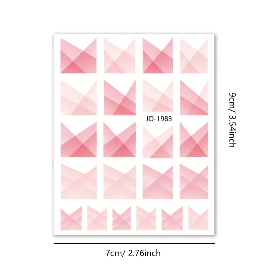 3Pcs Gradient French Style Nail Stickers Ombre Nail Art Decals Easy Apply Adhesive Manicure Decorations for DIY Nail Art