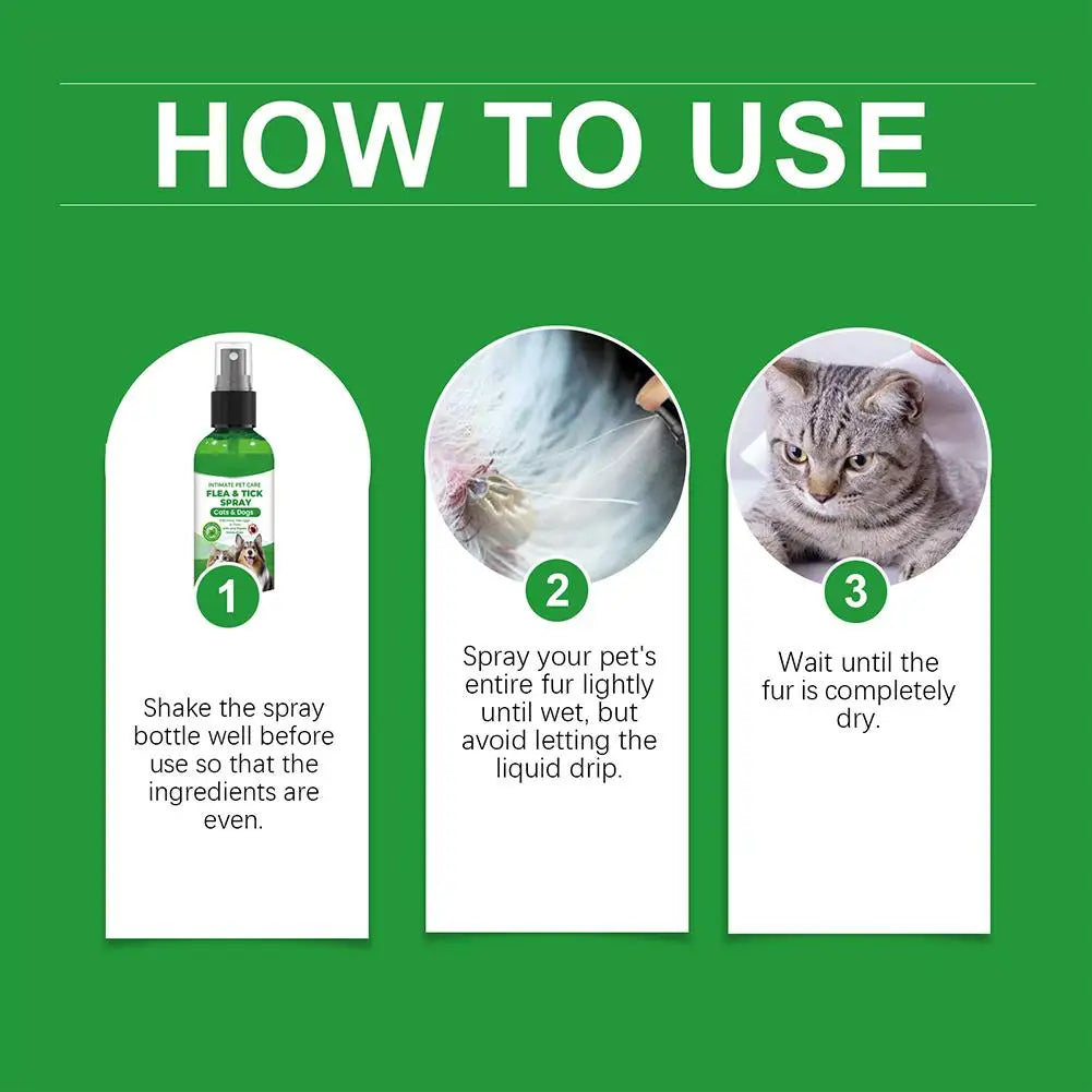 100ml Dog Cat Repel Fleas Mites Pet Cleaning Spray Hair Skin Insect Repellent Spray Pet Insect Repellent Daily Gentle Care Agent