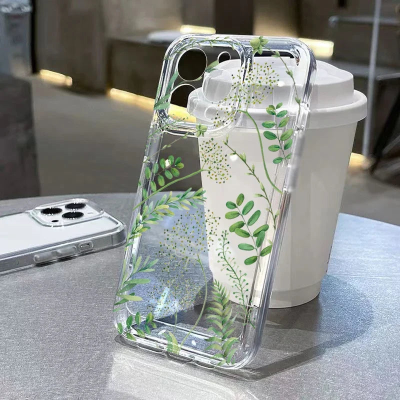 INS Vine Flower Transparent Phone Case For iPhone 14 15 16 Plus Pro 11 12 13 Pro Max X XR XS 7 8 SE 16E Clear Soft Fundas Cases