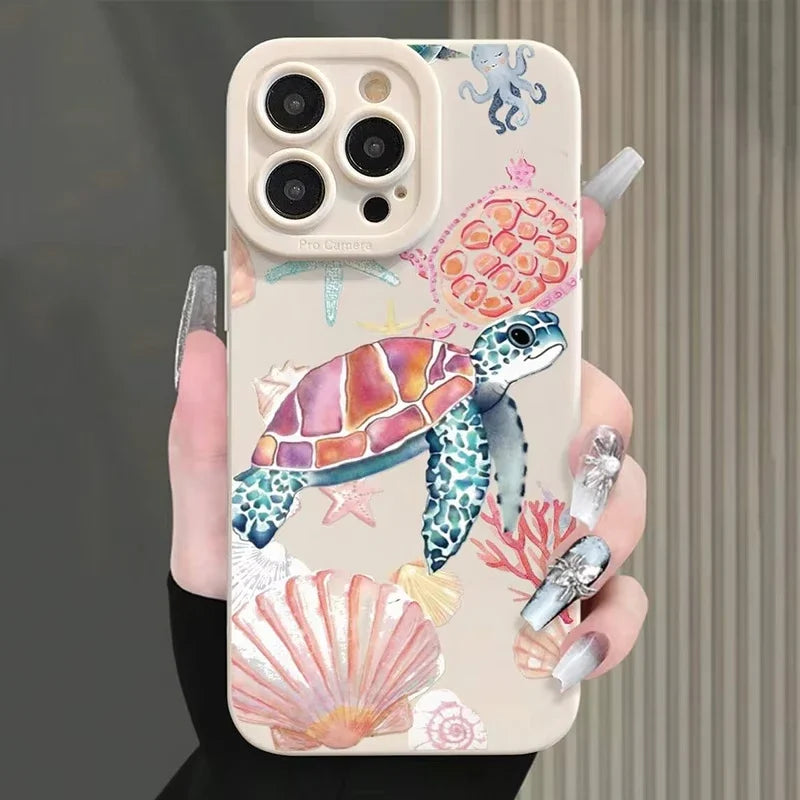 Colorful Painted Soft Silicone Phone Case For iPhone 11 12 13 14 15 16 Pro Max XS X XR 7 8 Plus 16E Shockproof TPU Cover