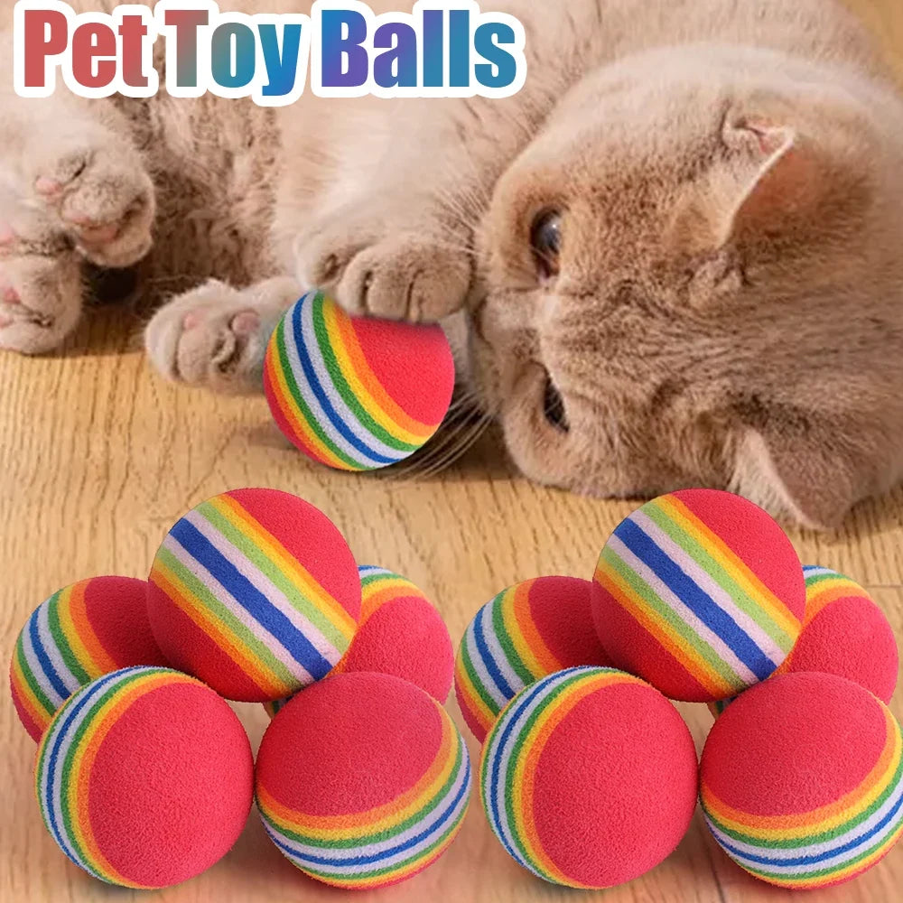 50/10PCS Pet Toy Balls Interactive Rainbow EVA Balls Cat Dog Training Toys Soft Automatic Jumping Balls Pet Playing Supplies