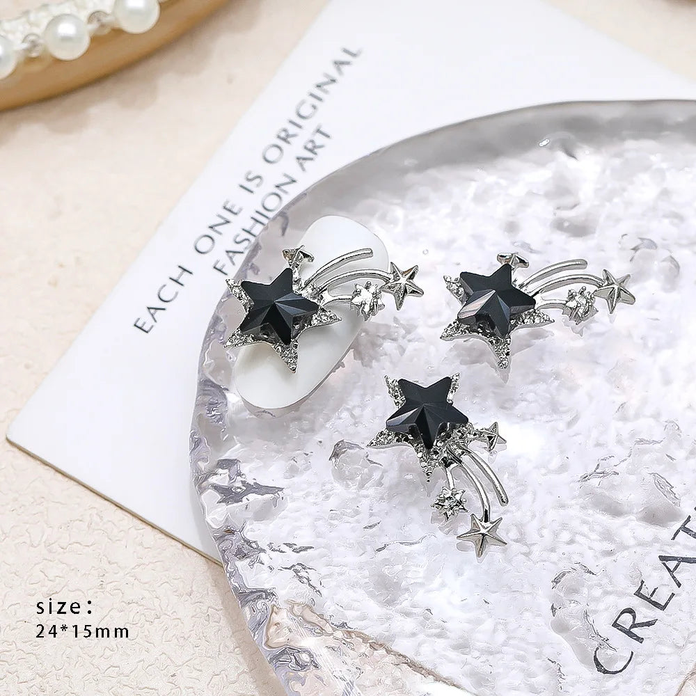 10Pcs Alloy Moon Star Surrounding Planets Nail Art Charms Luxury Punk Starlight Jewelry Accessories For Manicure Nail Decoration