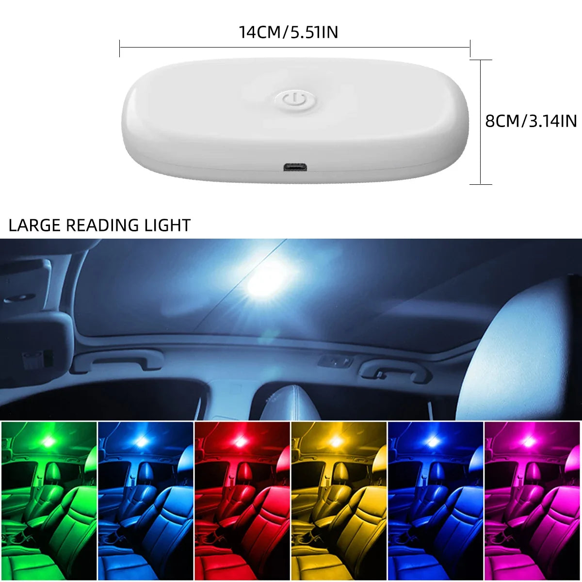 Car LED Touch Light Mini Wireless Car Interior Lighting Magnet Base Car Ceiling Light for Door Foot Trunk Storage USB Charging