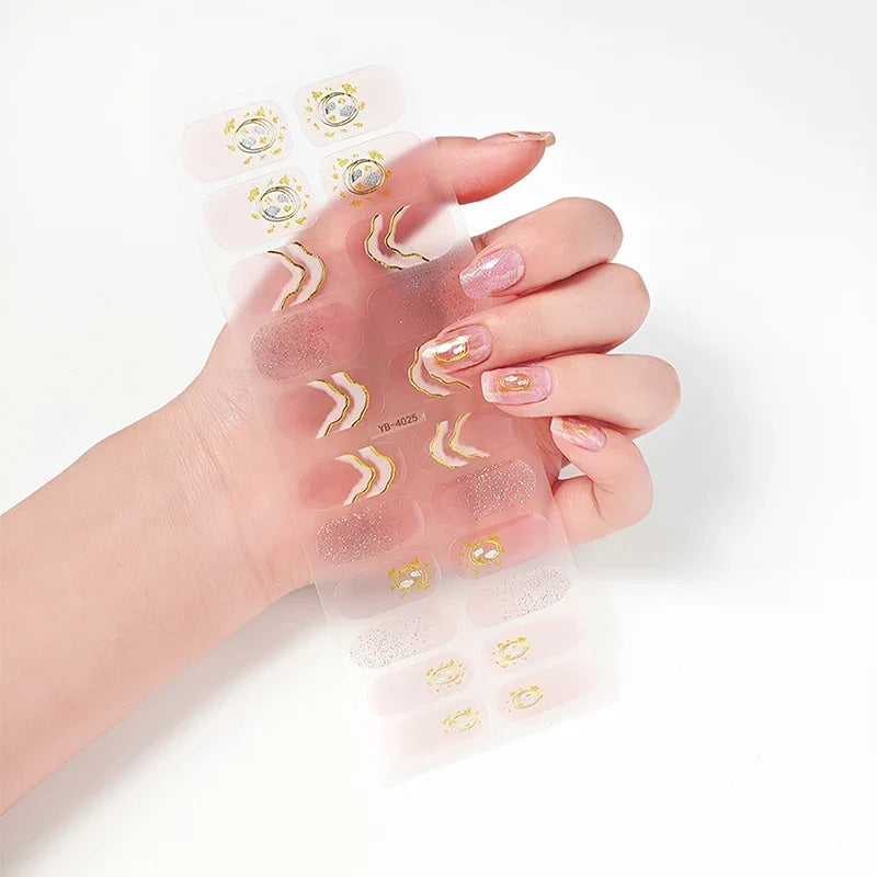 DIY Full Cover Nail Stickers Fashion Nail Decoration Glitter Self Adhesive Manicure Designer Nail Art Stickers Long-Lasting