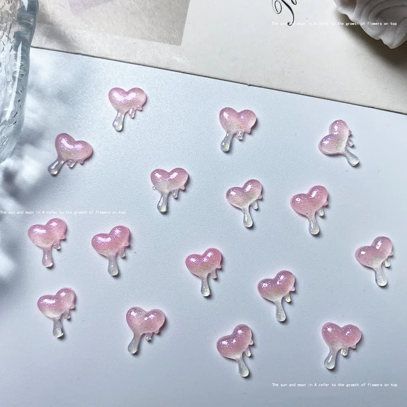 50pcs Beauty Girl Magic Stick Nail Charms Accessories 3D Resin Nail Parts Pink Glow Love Bow Knot Scepter Nail Art Deco Supplies