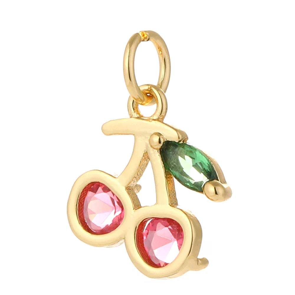 Cute Cherry Bee Charms for Jewelry Making Supplies Animals Plants Gold Color Snake Diy Earrings Necklace Bracelet High Quality