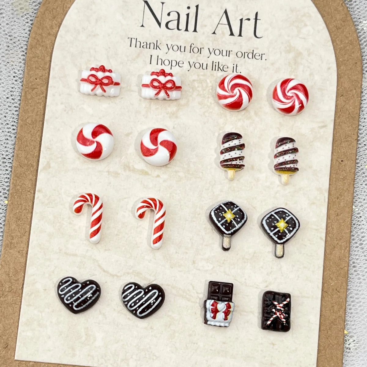 Christmas Resin Nail Charms Food Play Candy Nail Art Accessories Realistic 3D Chocolate Cake Design DIY Wearable Nail Decoration