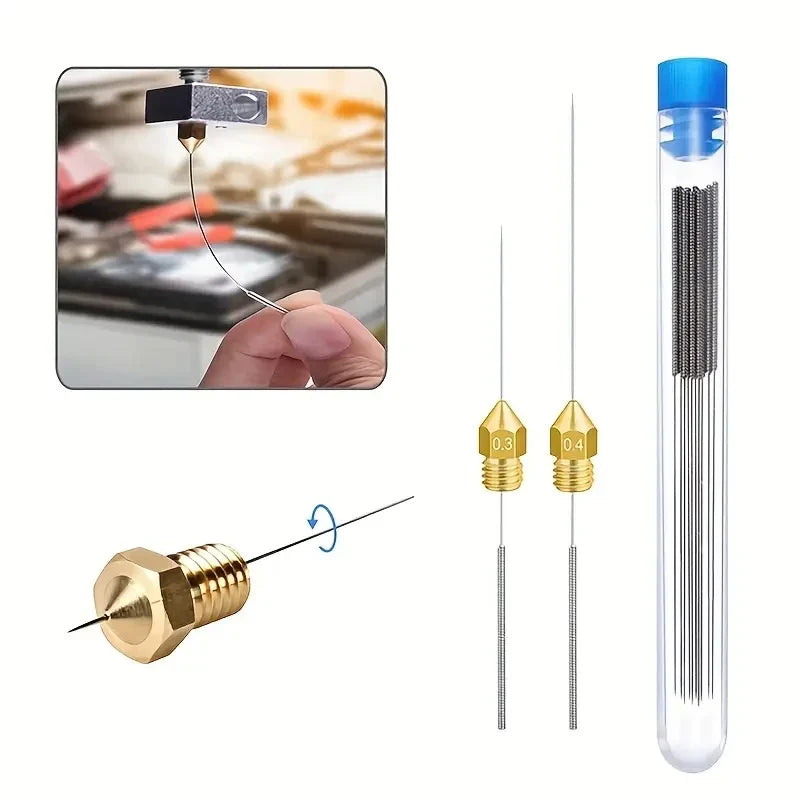 Stainless Steel Nozzle Cleaning Kit Anti-clogging Small Brush Pore Gap Cleaning Brush For Gas Stoves,Shower Head,3D Printer Jets