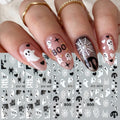 4pcs Black White Ghosts Halloween Nail Decals Cute Gothic Style Cartoon Ghosts Spider Webs Nail Decals DIY Manicure Decorations