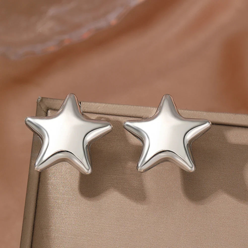 woiwoi Stainless Steel Earrings Exquisite Star Stud Super Fairy Sparkling Earrings For Women Jewelry Ornate Texture Best Friend