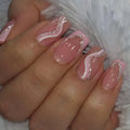 24pcs Short Square Press on Nails with Diamond Flower Design Fake Nail French Pink Ballet False Nails Wearable Full Cover Nail