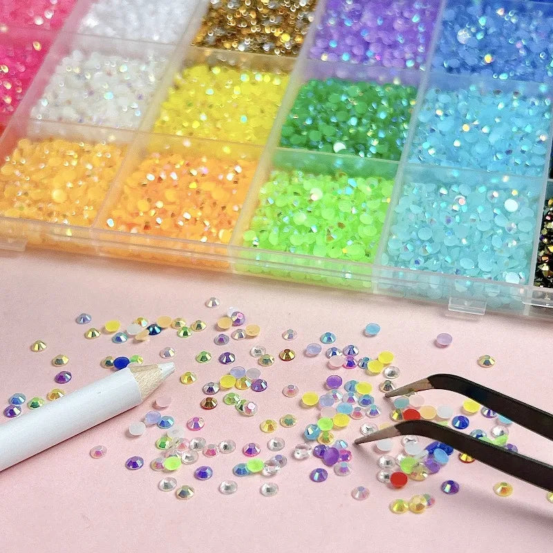 Minimalist Shiny Half-round Rhinestone Nail Art Accessories 3mm Flat-back Resin Nail Rhinestones, DIY Nail Craft Decorations
