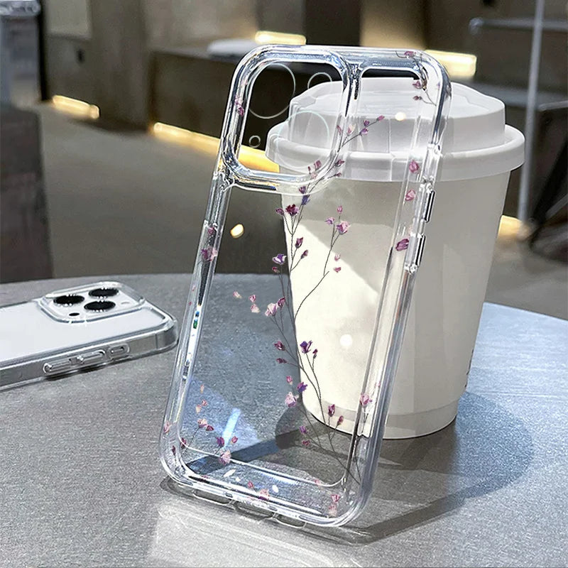 INS Vine Flower Transparent Phone Case For iPhone 14 15 16 Plus Pro 11 12 13 Pro Max X XR XS 7 8 SE 16E Clear Soft Fundas Cases