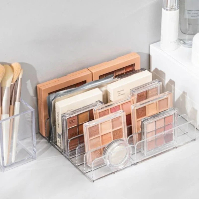 1pc, 7-Compartment Desktop Makeup Storage Box Plastic Organizer for Cosmetics Blush Eyeshadow Display Tray