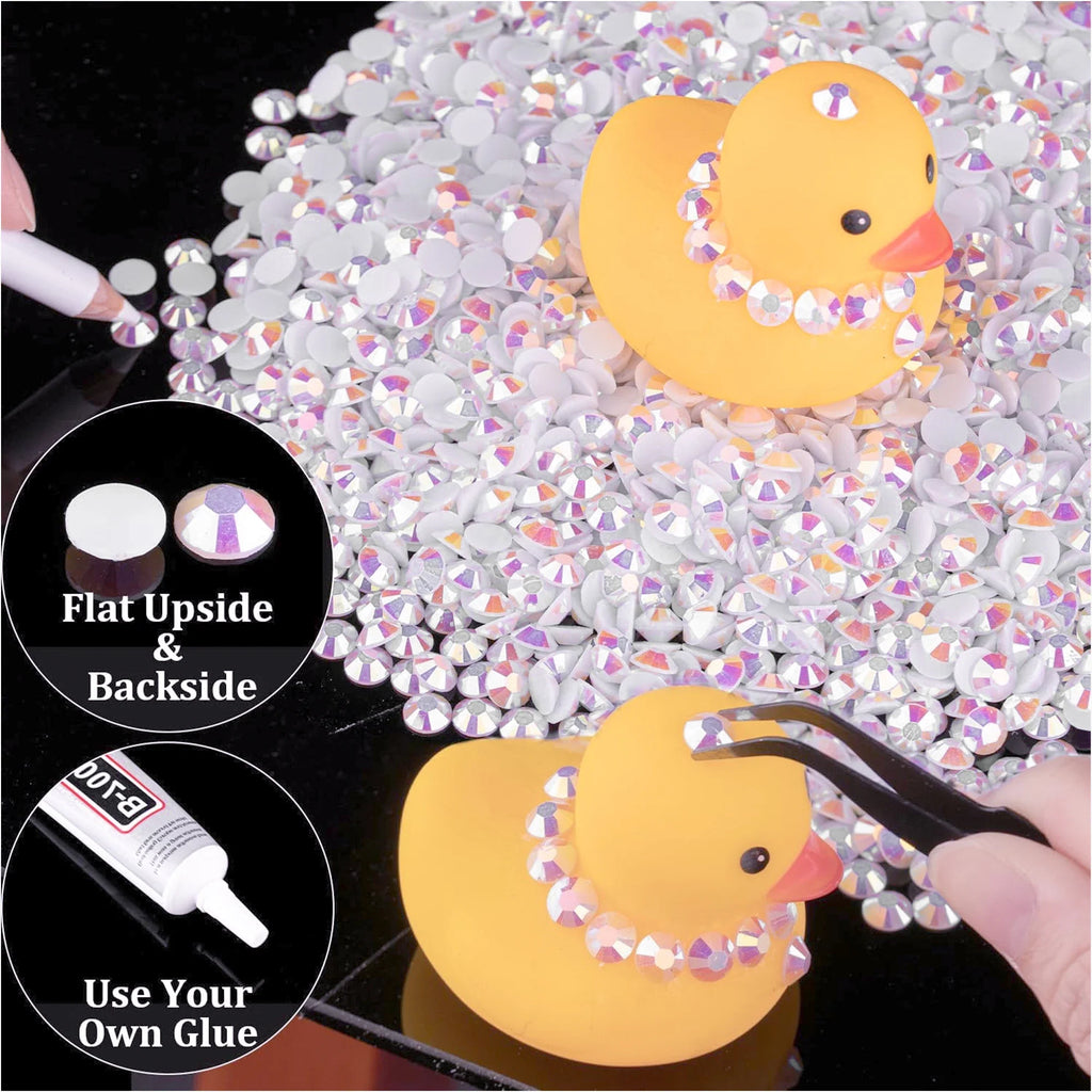 White AB Flatback Resin Jelly Rhinestones 2mm 3mm 4mm 5mm 6mm Drill Faux Gems Bead for Crafts DIY Nail Art Charms Supplies
