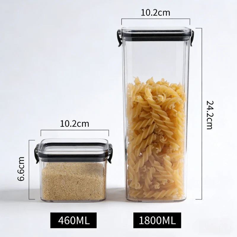 460/700/1300/1800 ML Food Storage Container Set, Transparent Airtight Sealed Canisters, Kitchen Storage Box Food Canister Tanks