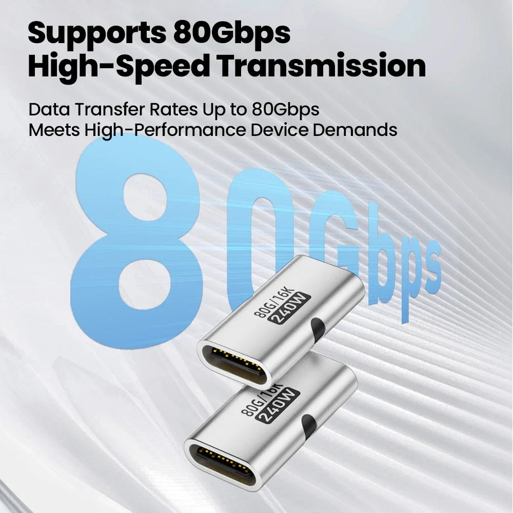 Elough 240W Adapter Type-C Female To Female USB 4.0 80Gbps High-Speed Transmission PD3.1 Charging Converter