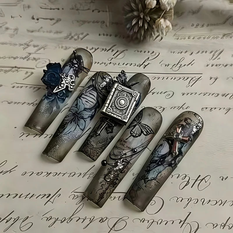 Magic Book House 3D Nail Silicone Mold, Gothic Vintage Spell Book DIY Nail Art Charms