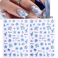 2pcs Bronzing Luxury Red Flowers Nail Stickers 3D Metallic Golden Line Vine Blooming Floral Adhesive Decals Manicure Foils Wraps
