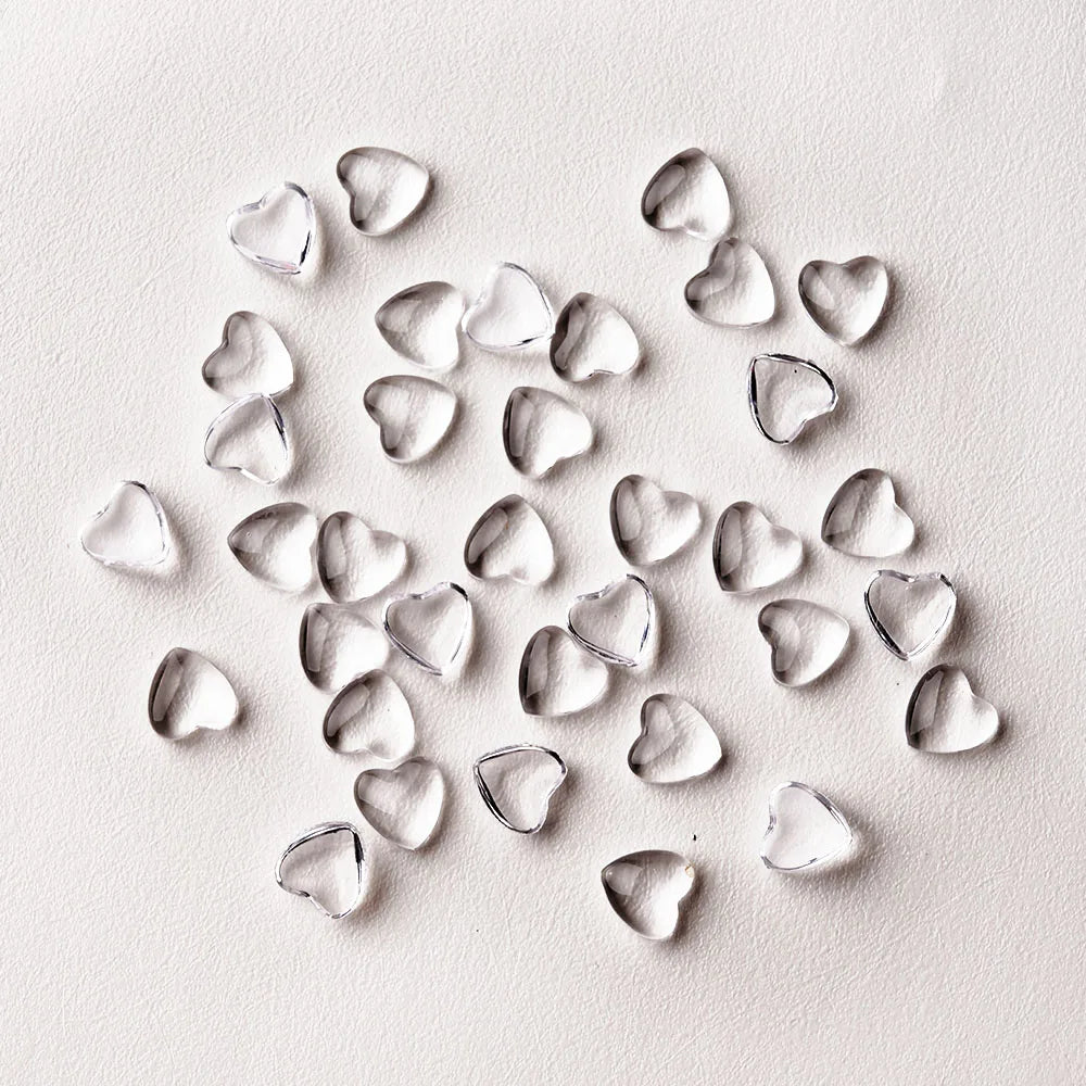 100pcs Heart Nail Art Decoration Transparent Flat Bottom Jelly Resin Peach Love Charms Ornament Nails Art Accessories 1 Bag