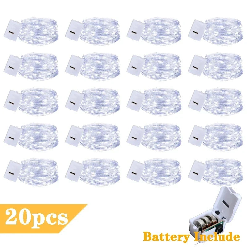 20 Pack String Fairy Lights 30Led 3M Silver Copper Wire Battery Powered Decorations Lights For Wedding Party Christmas Decor
