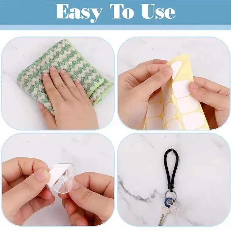 Mini Multifunctional Transparent Hooks Self-adhesive Wall Hooks Kitchen Waterproof Storage Without No Punching Required Hooks