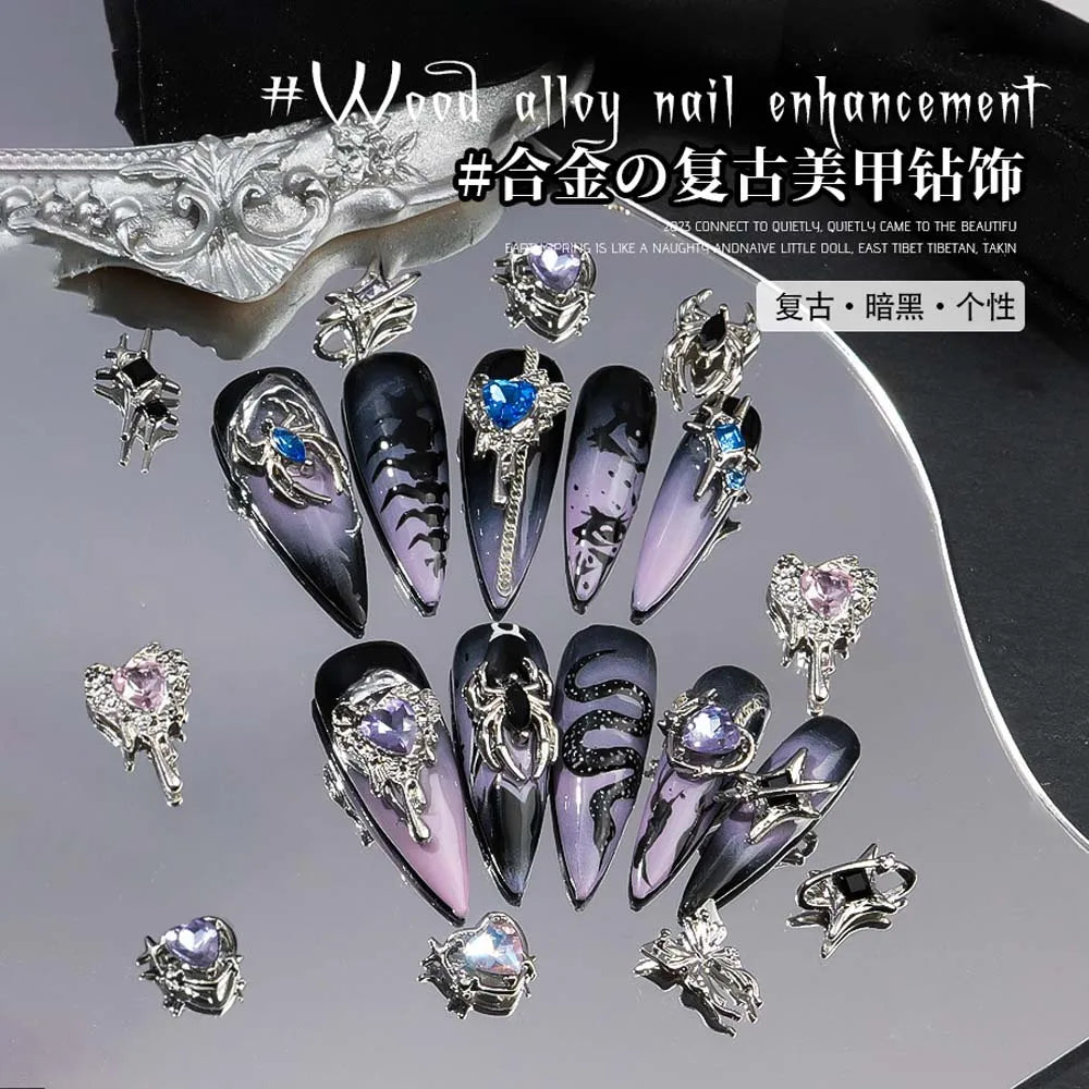 10Pcs Alloy Moon Star Surrounding Planets Nail Art Charms Luxury Punk Starlight Jewelry Accessories For Manicure Nail Decoration