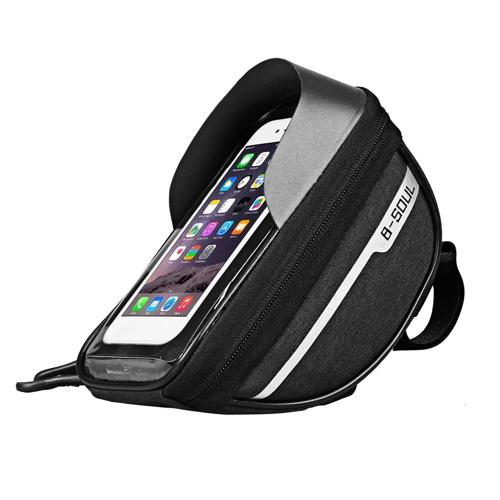 Bicycle Front Frame Touch Screen Waterproof Phone Bag for MTB Top Tube Pannier