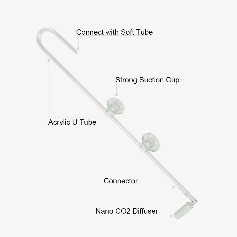 CO2 Diffuser Acrylic Tank Regulator CO2 Atomizer with Nano Diffuser Suction Cups Acrylic Aquarium Fish Tank Aquatic Accessories