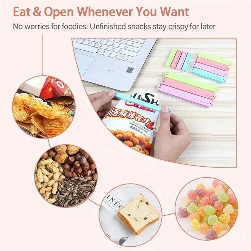 Portable Kitchen Storage Food Saver Clip Sealing Bag Clip Sealer Clamp Plastic Tool Freezer Bag Clips Kitchen Accessory DJ003