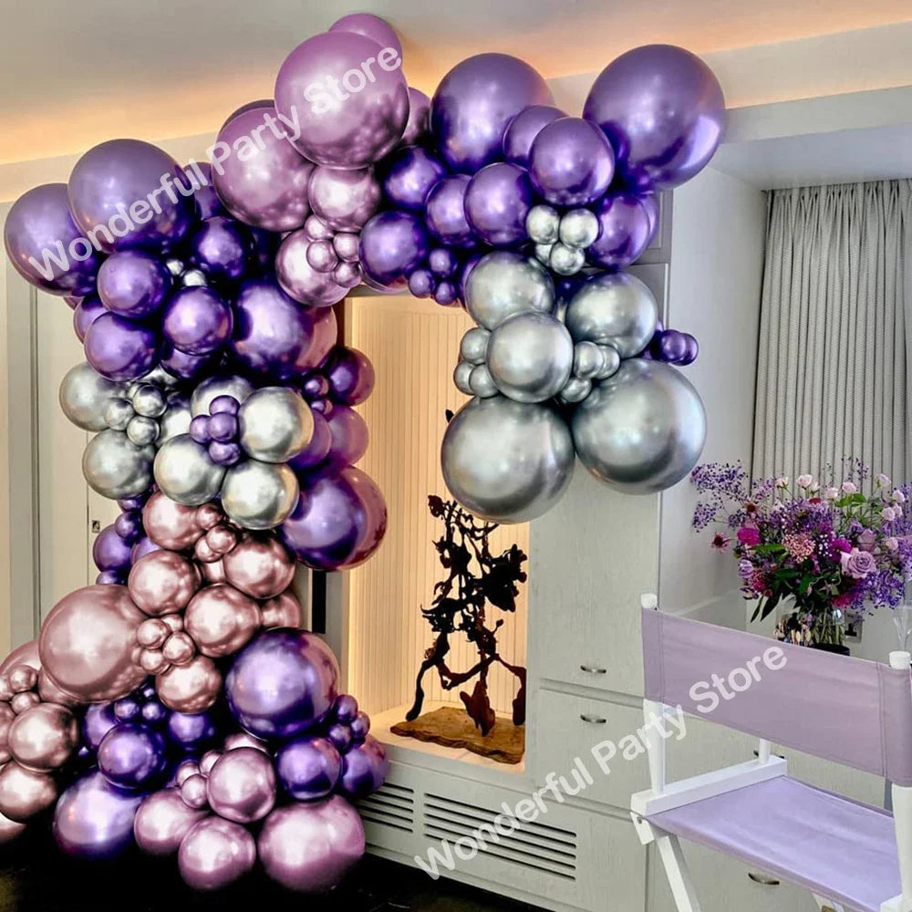 Metallic Balloons Birthday Party Baby Shower Wedding Decorations Chrome Purple Blue Rose Gold Pink Red Silver 10/20/30pcs Ballon