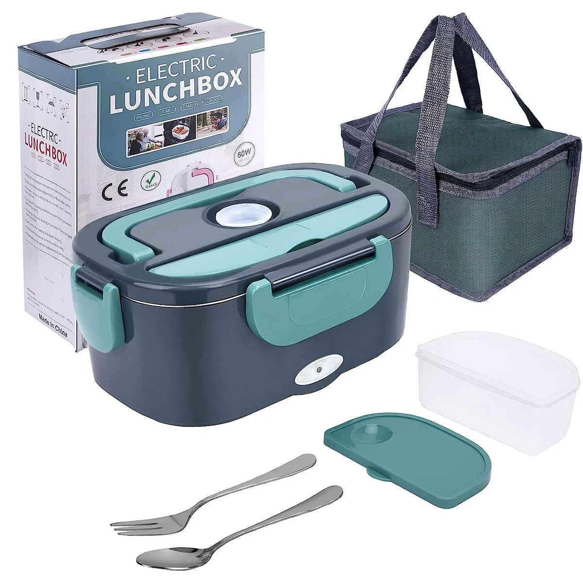 1.5L Portable Electric Lunch Box 60w Outdoor Camping Food Heating Warmer Suitable For Car Lunch Heating Microwave Oven