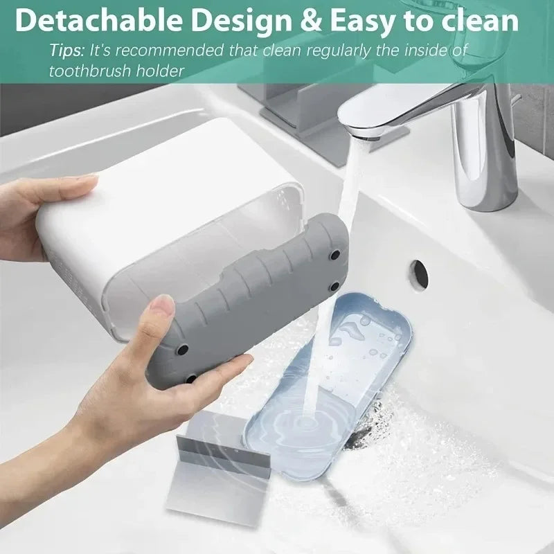 Electric Toothbrush Makeup Brush Holder Toothpaste Storage Case Large Capacity Detachable Portable with Drain Hole Storage Rack