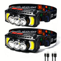 70g Ultra Light Headlamp 7 Modes XPE+LED+COB Red Light 0°-180° Adjustable Type-C Rechargeable Waterproof 2026 Upgrade
