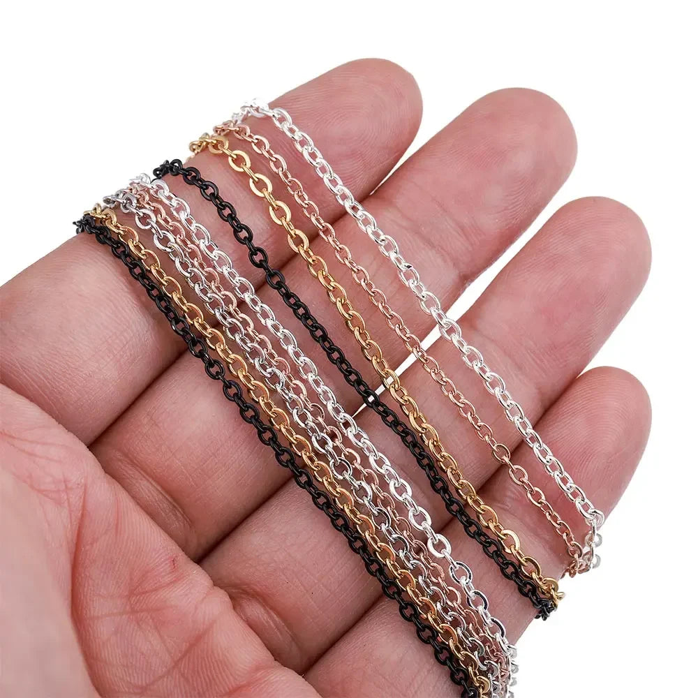2m Stainless Steel Chain for Jewelry Making Supplies Cable Rose Gold Silver Chains Necklace for Diy Jewelry Findings Wholesale