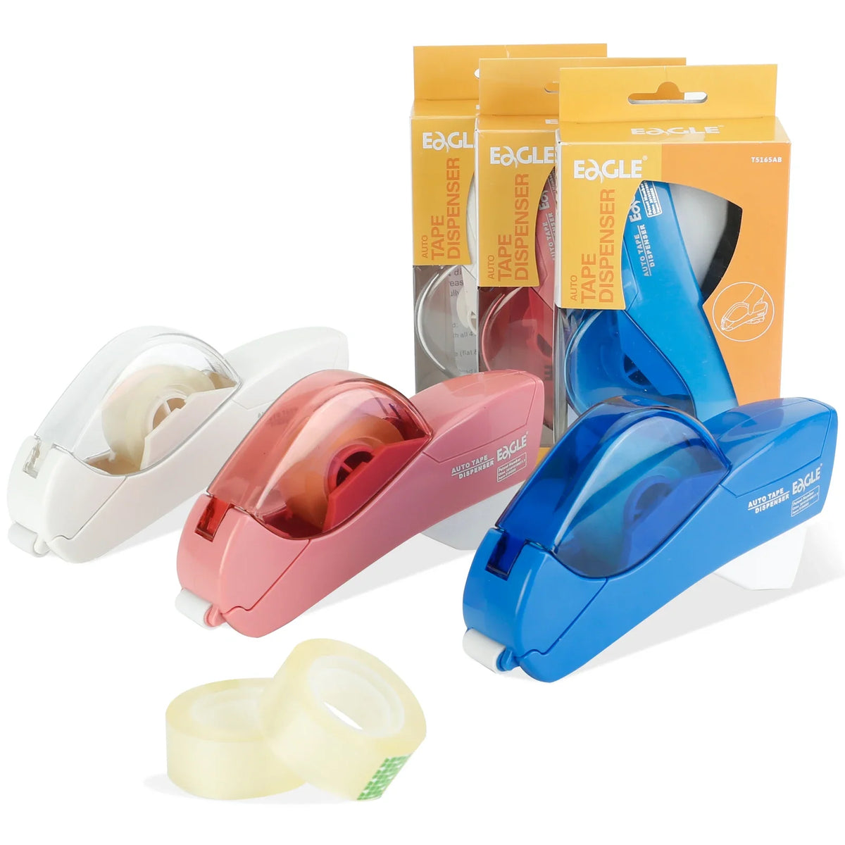 Auto Tape Dispenser Cutter With Tow Roll Tape Portable Stationery Hand Held Tape Holder For Wrapping Office Home School Supplies