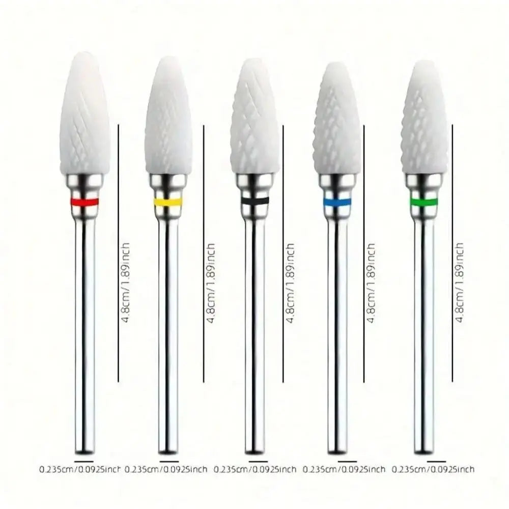 1 Or 5pcs/set Ceramic Nail Polishing Bits, Nail Drill Bits, Nail Polishing Cleaning Brush, Pedicure Remover For Acrylic Gel