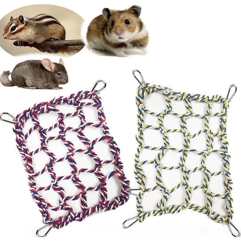 1Pcs Pet Hammock Net Sturdy Braided Bed for Small Pets Parrots Guinea Pigs Fun Hanging Play Sleep Gear